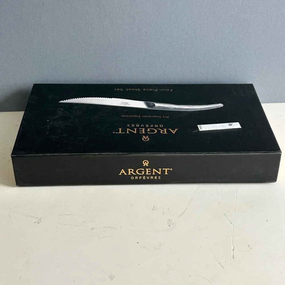 Argent Orfevres 4 Piece Steak Knife Set Art Inspiration Expression Stainless NEW